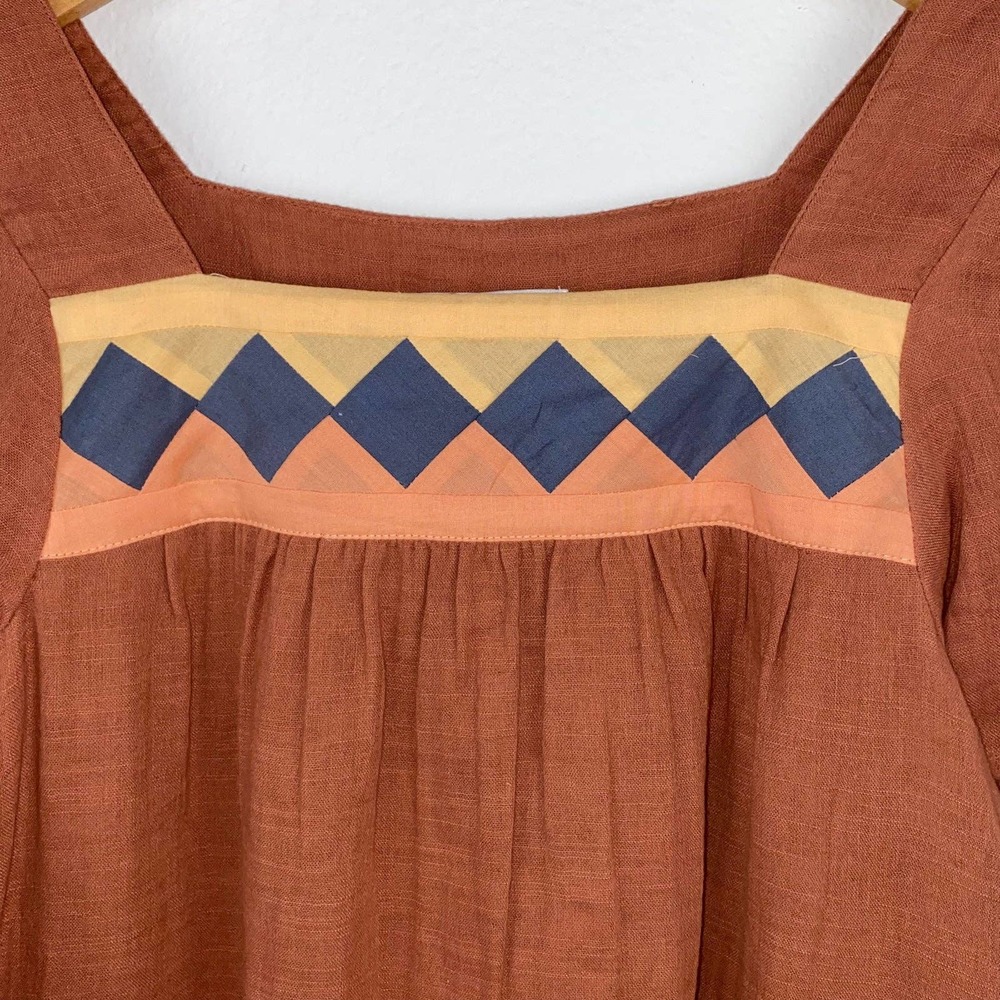 Xs Madewell Burnt Clay Rust Brown Patchwork Squar… - image 4